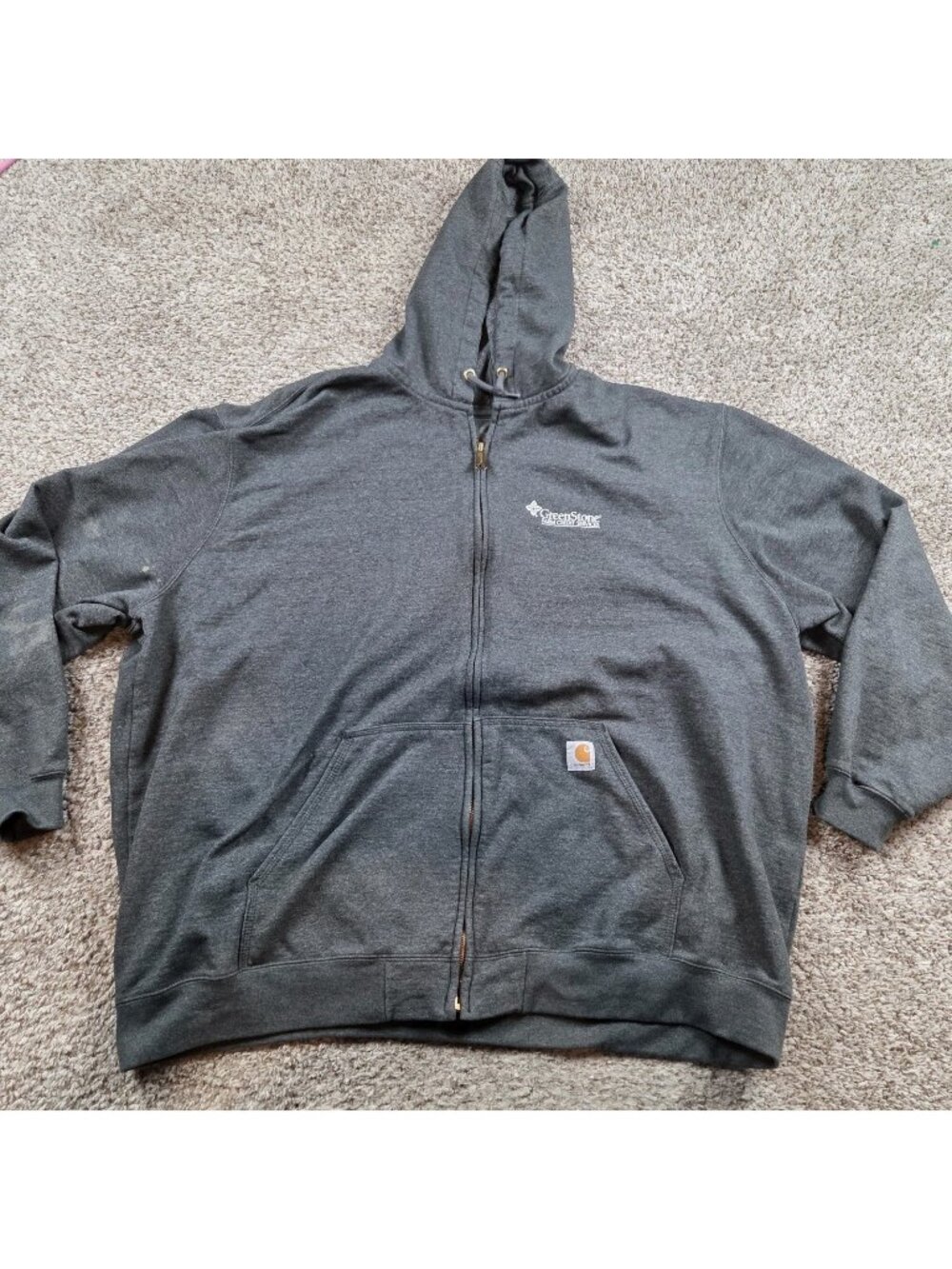 Carhartt Jacket Hoodie Mens 4XL Gray Regular Logo Slv Fleece Work Full Zip Read*